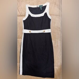 Ralph Lauren Chic Black and White Dress with Gold Accents